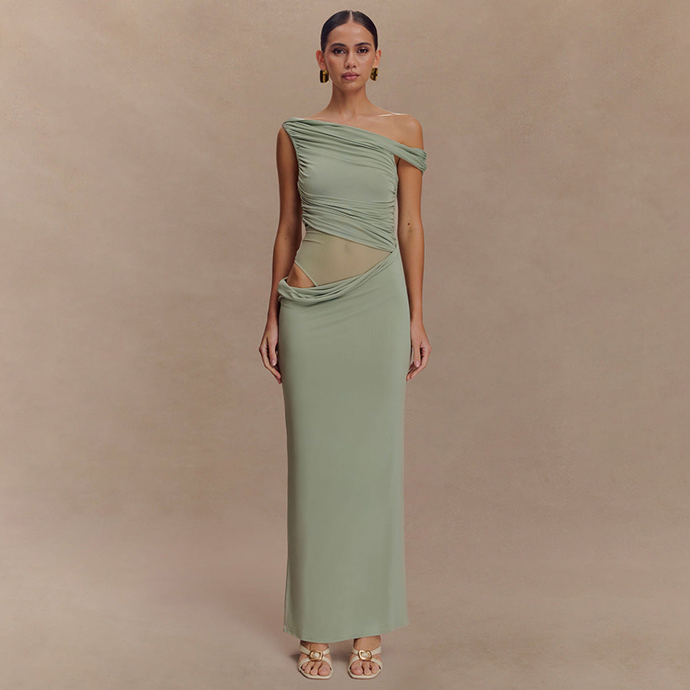 Kalya | Langes Kleid Drapiert Asymmetrisch