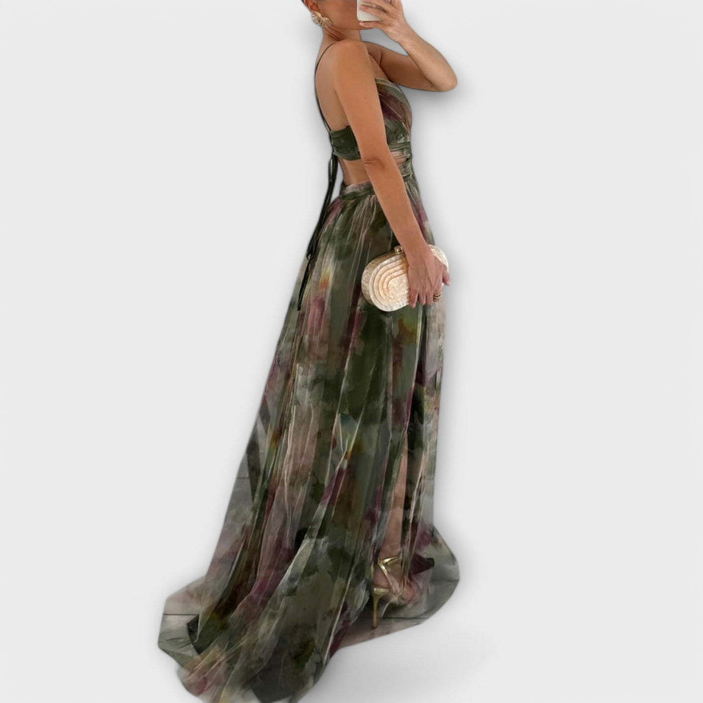 Elanee – Maxikleid mit Aquarell-Print und Wickeleffekt