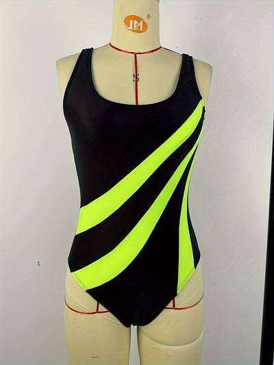 Sommer Badeanzug – Rundhalsausschnitt & Dehnbar – Sportliche Damen-Bademode