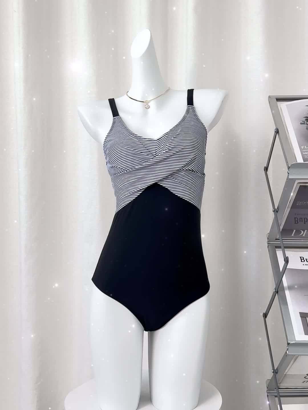 Damen-Badeanzug – Sexy Spaghettiträger, Mehrlagiges Design, Verstellbar
