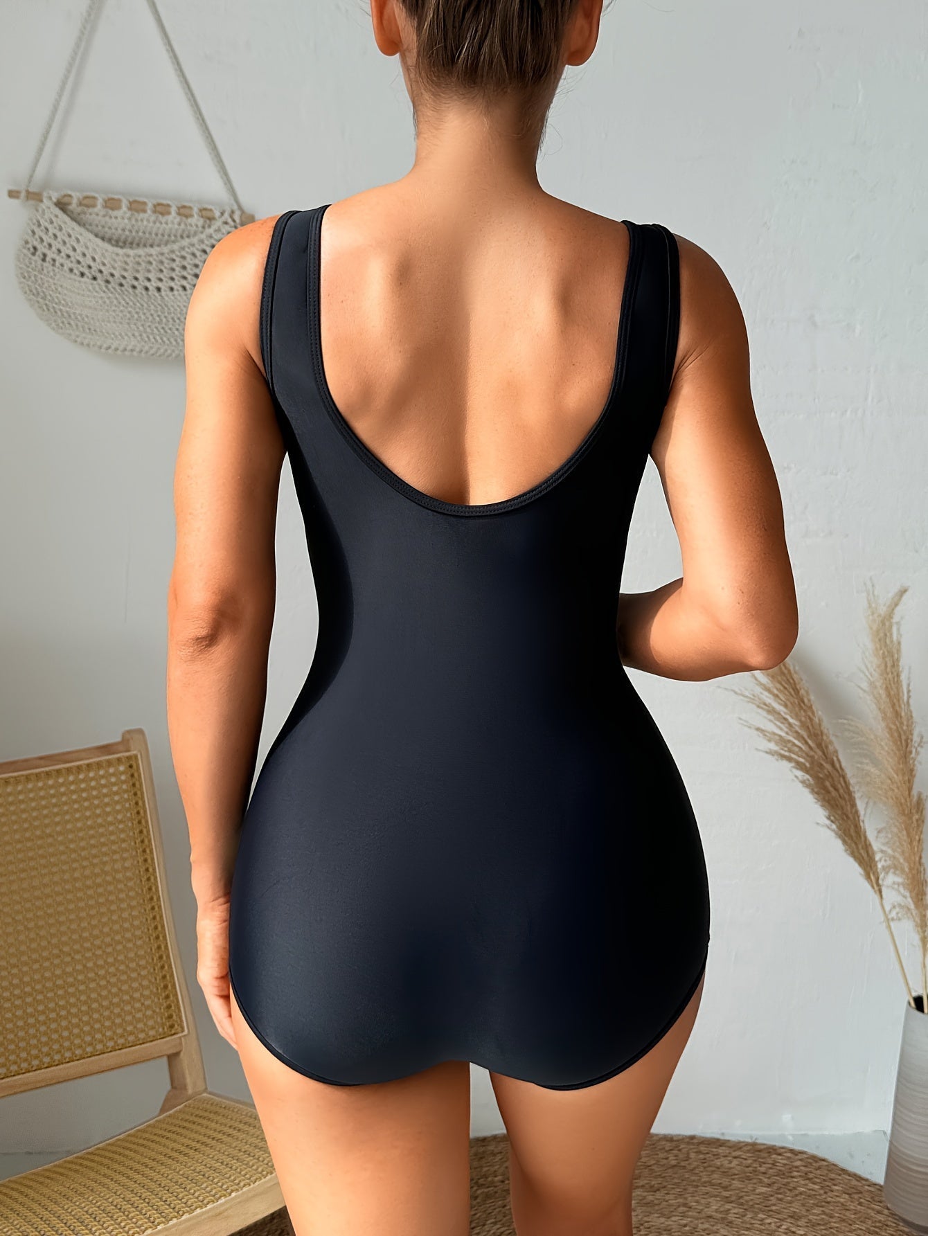 Damen Badeanzug Einteiler: Tropisches Blumenmuster, Elegant, Herausnehmbare Pads