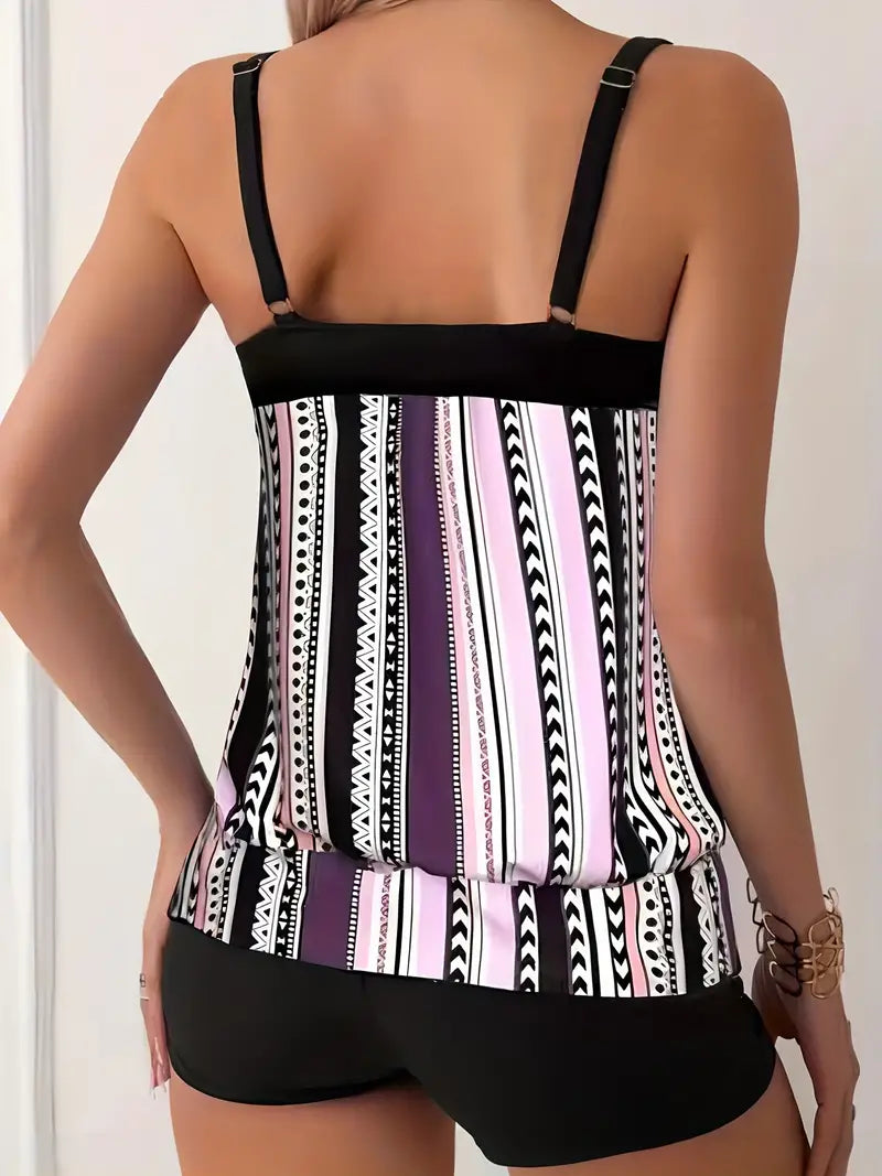 Libby® | Gestreifter Tankini mit Aufdruck