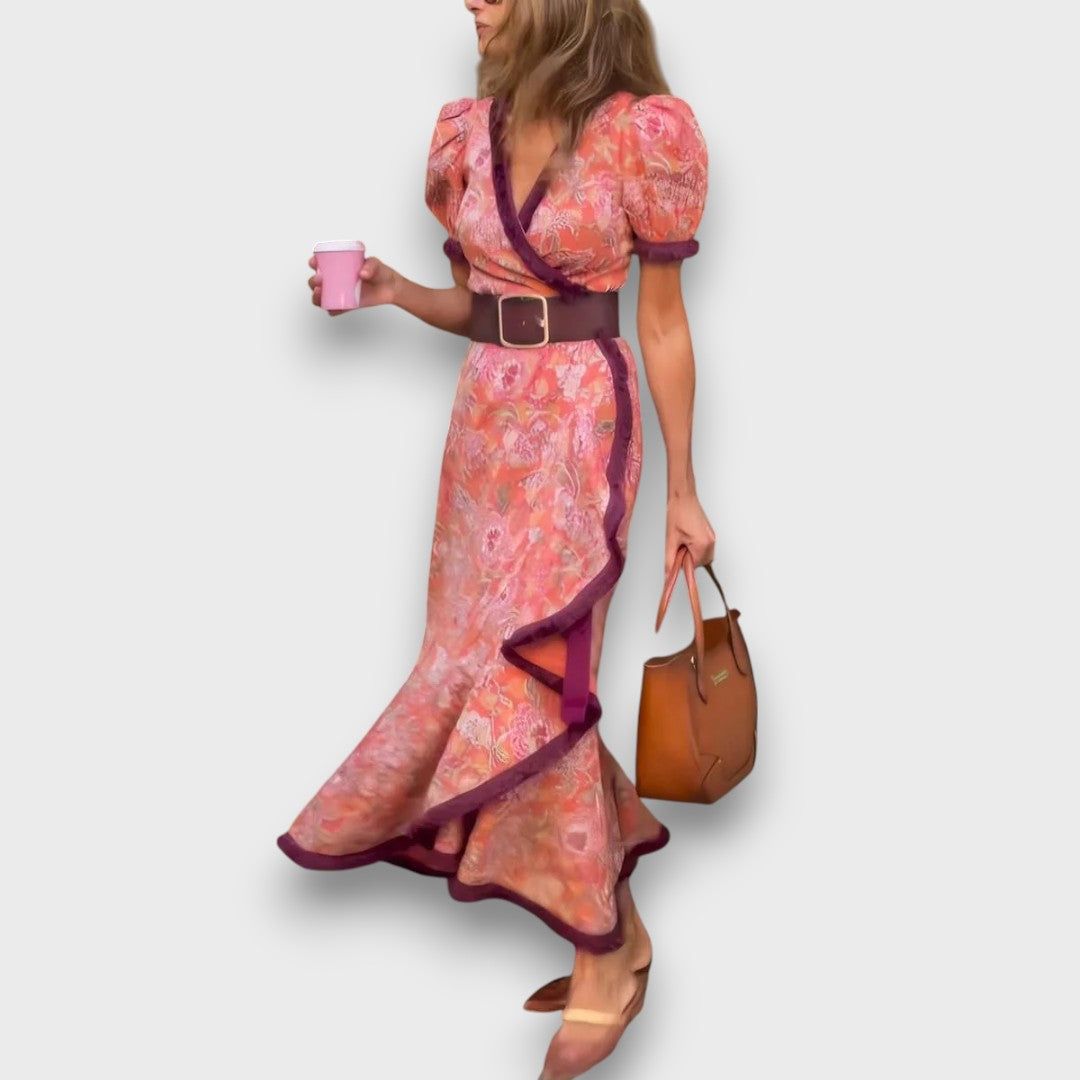 Evelyn – Feminines Wickelkleid mit Puffärmeln