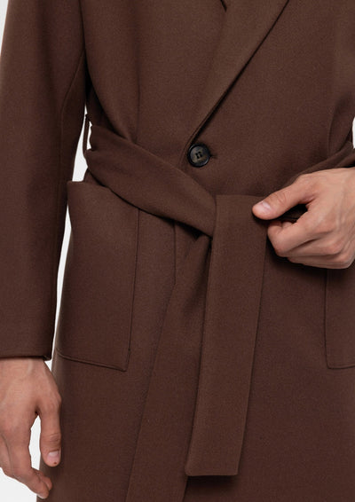 ANTIOCH | Oversized Mantel mit Gürtel und großen Taschen – Braun