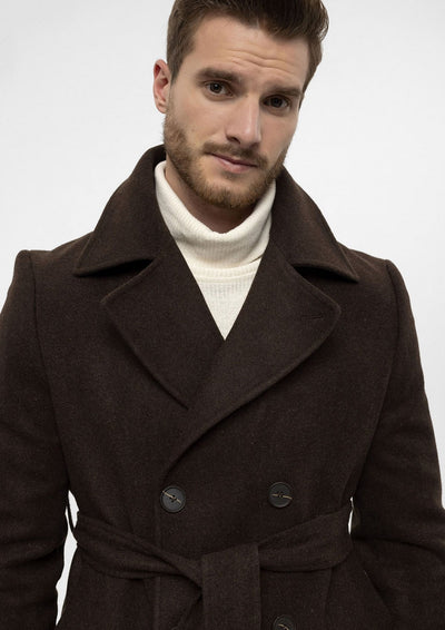 ANTIOCH | Mantel mit Doppelknopfleiste – Braun