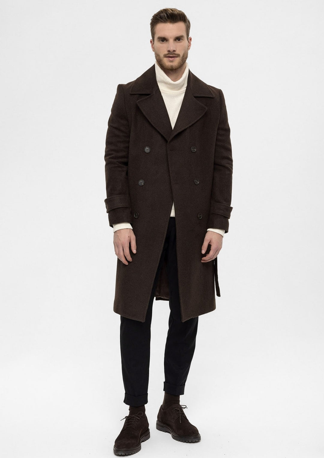 ANTIOCH | Mantel mit Doppelknopfleiste – Braun