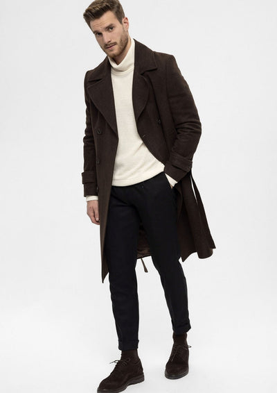 ANTIOCH | Mantel mit Doppelknopfleiste – Braun