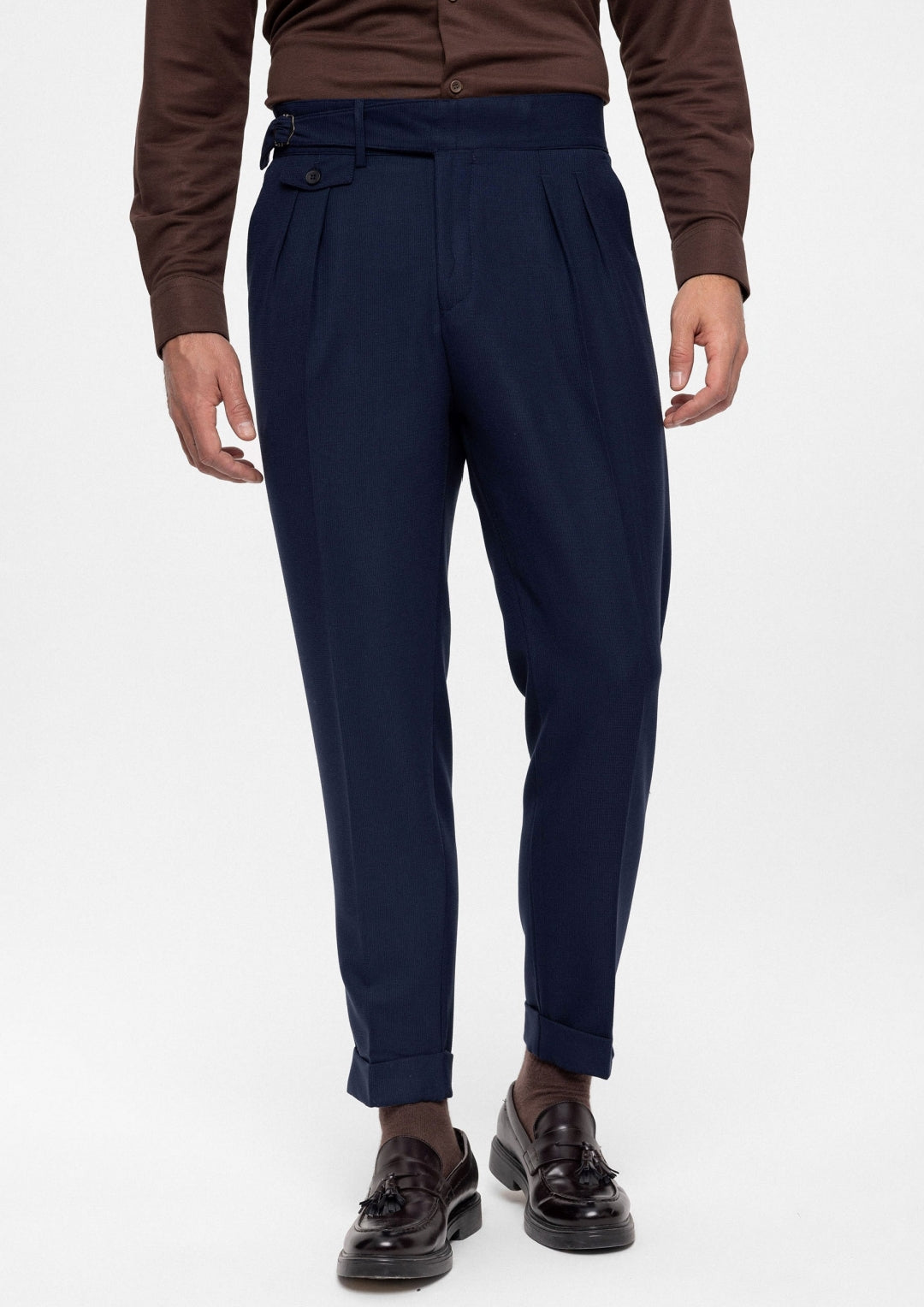 ANTIOCH | Hose mit hoher Taille – Marineblau