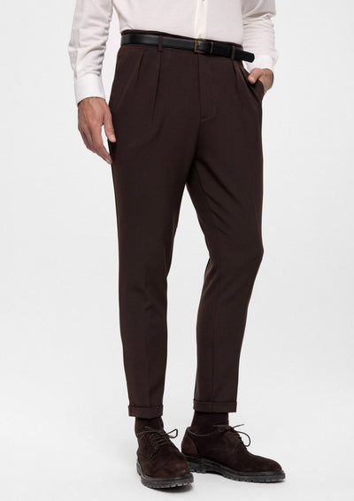 ANTIOCH | Hose mit hoher Taille und schwarzem Gürtel – Braun