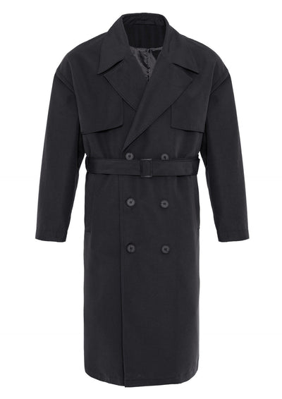 ANTIOCH | OVERSIZED Trenchcoat mit doppelreihiger Knopfleiste – Schwarz