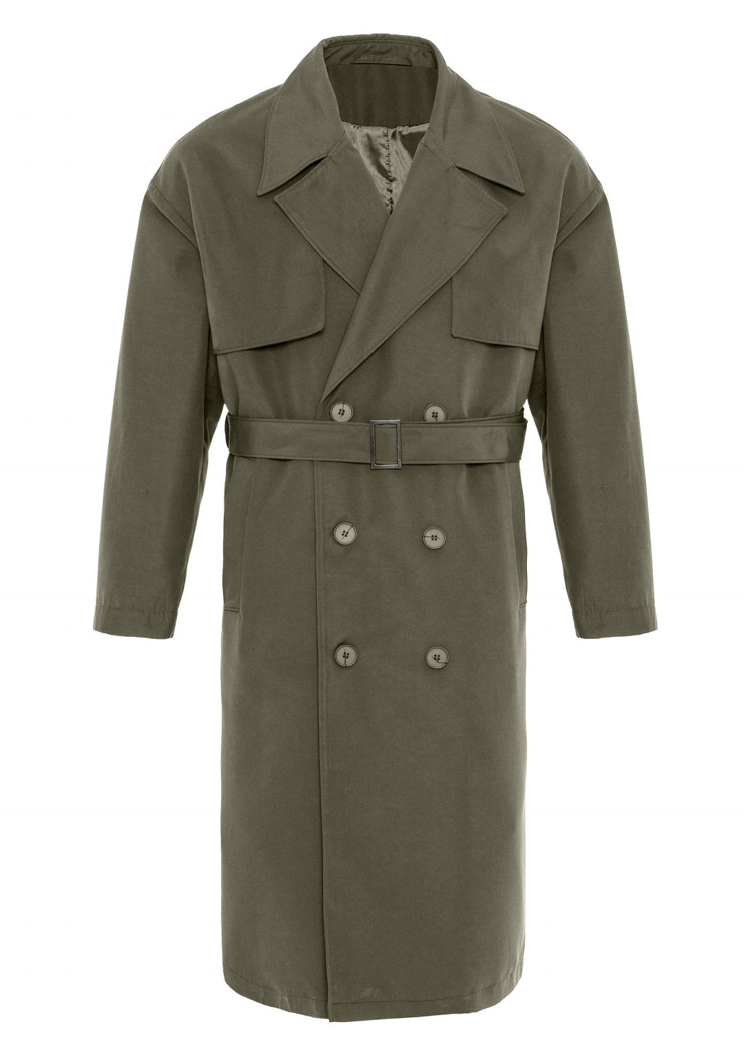 ANTIOCH | OVERSIZED Trenchcoat mit doppelreihiger Knopfleiste – Khaki