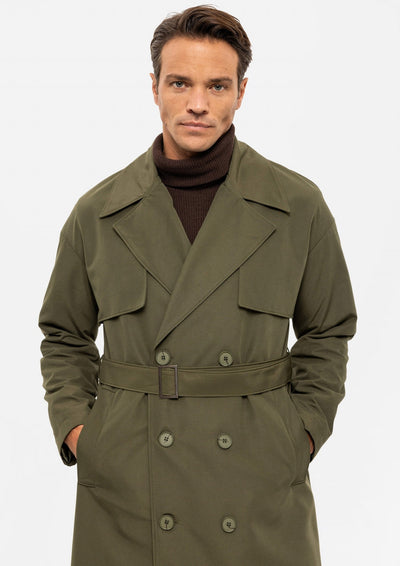 ANTIOCH | OVERSIZED Trenchcoat mit doppelreihiger Knopfleiste – Khaki