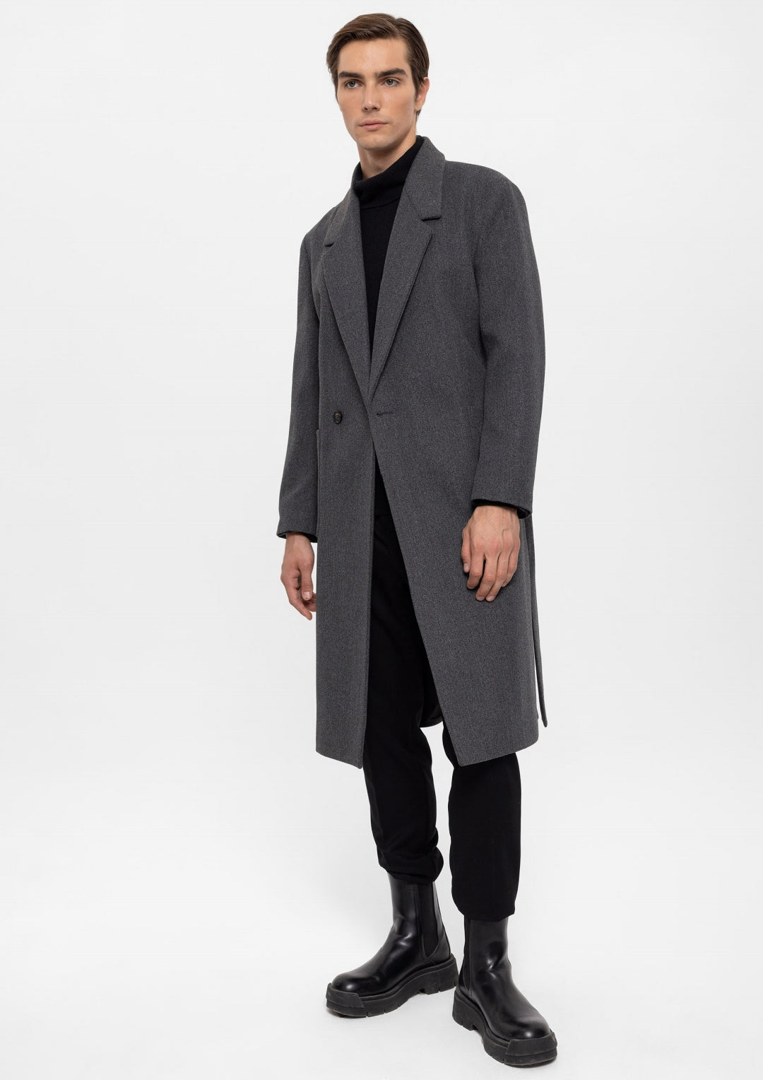 ANTIOCH | Oversized Mantel mit Gürtel – Grau