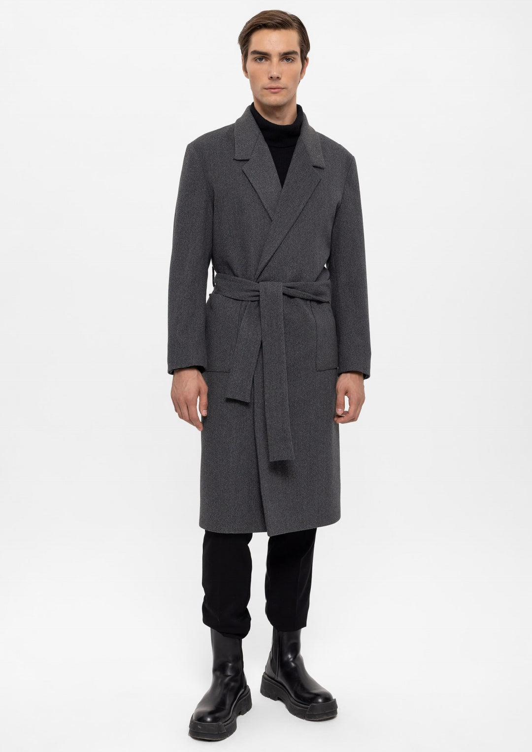 ANTIOCH | Oversized Mantel mit Gürtel – Grau