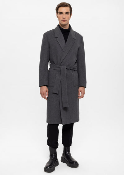 ANTIOCH | Oversized Mantel mit Gürtel – Grau
