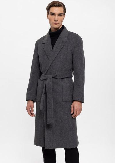 ANTIOCH | Oversized Mantel mit Gürtel – Grau