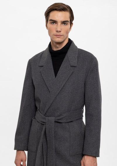 ANTIOCH | Oversized Mantel mit Gürtel – Grau