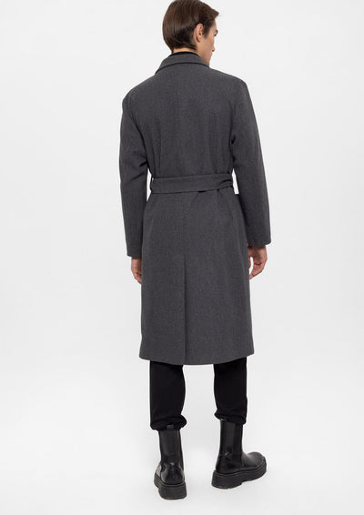 ANTIOCH | Oversized Mantel mit Gürtel – Grau