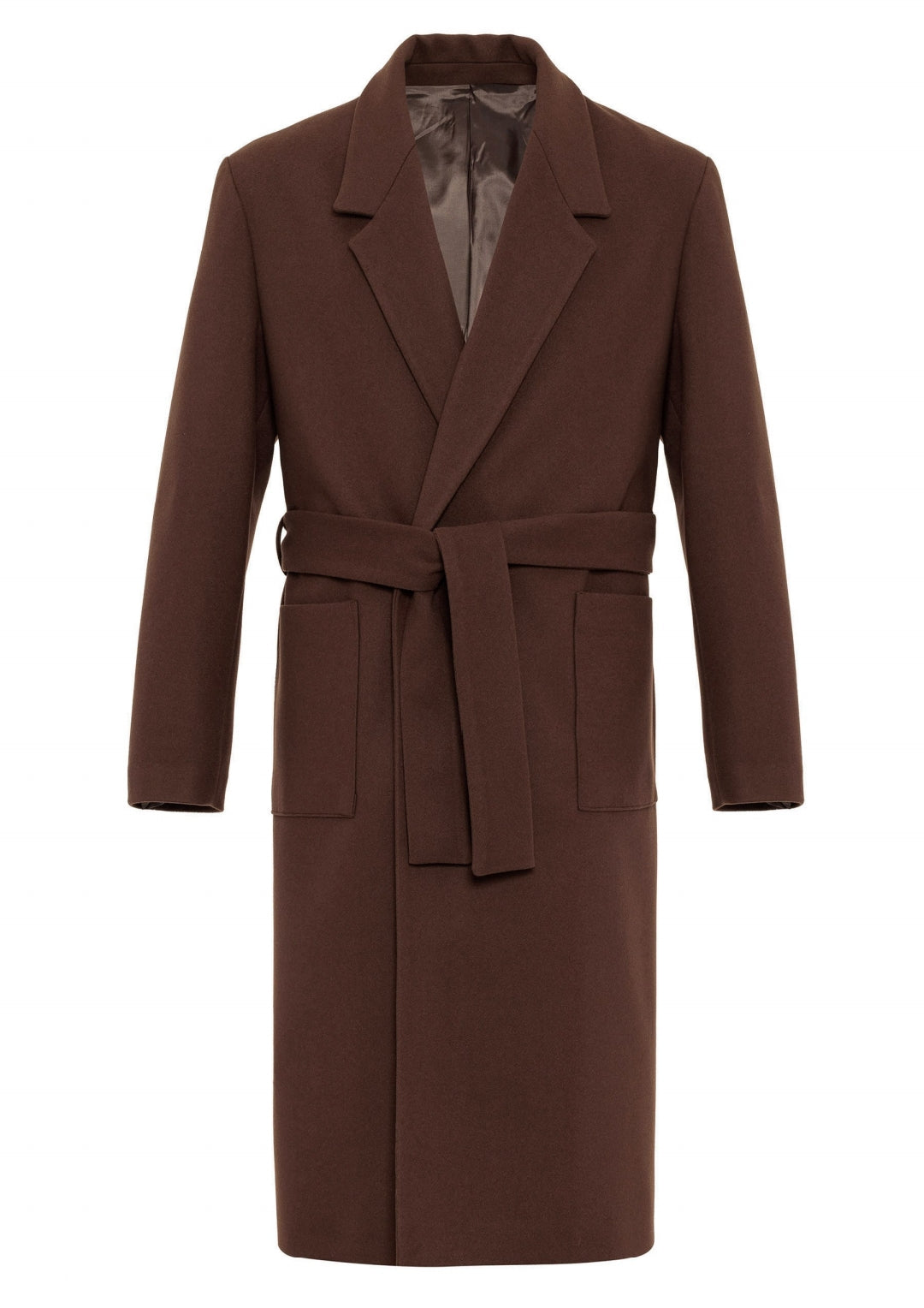 ANTIOCH | Oversized Mantel mit Gürtel und großen Taschen – Braun