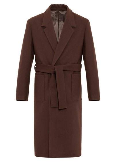 ANTIOCH | Oversized Mantel mit Gürtel und großen Taschen – Braun
