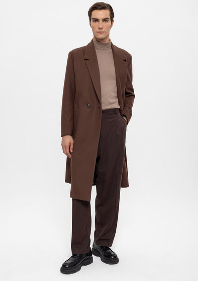 ANTIOCH | Oversized Mantel mit Gürtel und großen Taschen – Braun