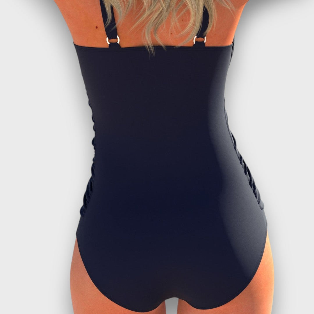 Astrid – Farbintensiver Badeanzug mit überkreuztem Vorderteil