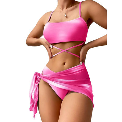 Luciana® | 3-teiliger Bikini-Badeanzug mit Schnürung und Strandrock
