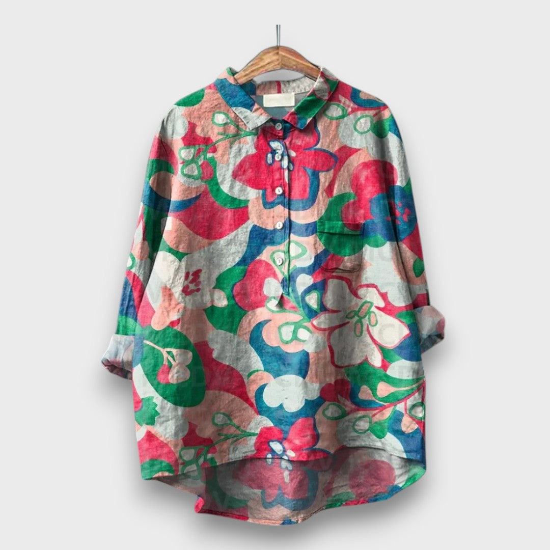 Elyra – Aquarell-Bluse in floraler Leichtigkeit