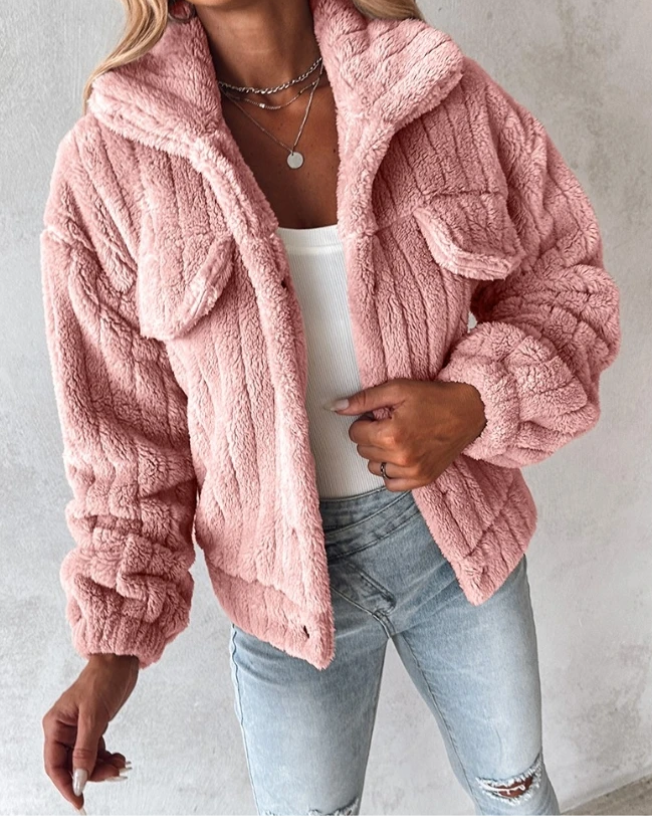 Teddy Damen Jacke Kurz | Kuschelig Stylisch