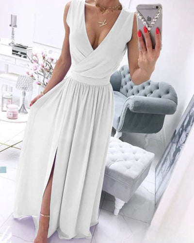 Julia® | Ärmelloses Strandkleid für Damen mit tiefem V-Ausschnitt