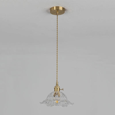 Industrielle Blumenform Glas Pendelleuchte in Gold