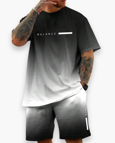 Herren Sommer Set mit Farbverlauf | T-Shirt & Shorts im Lässigen Strandlook