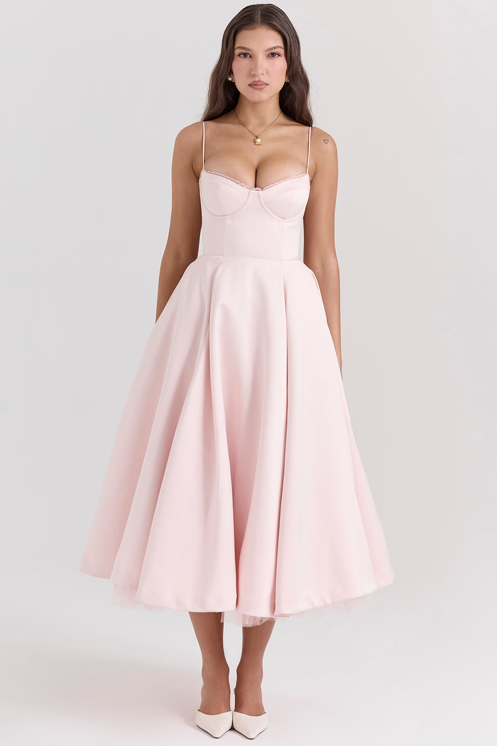 Luce - Satin-Tüll-Midikleid