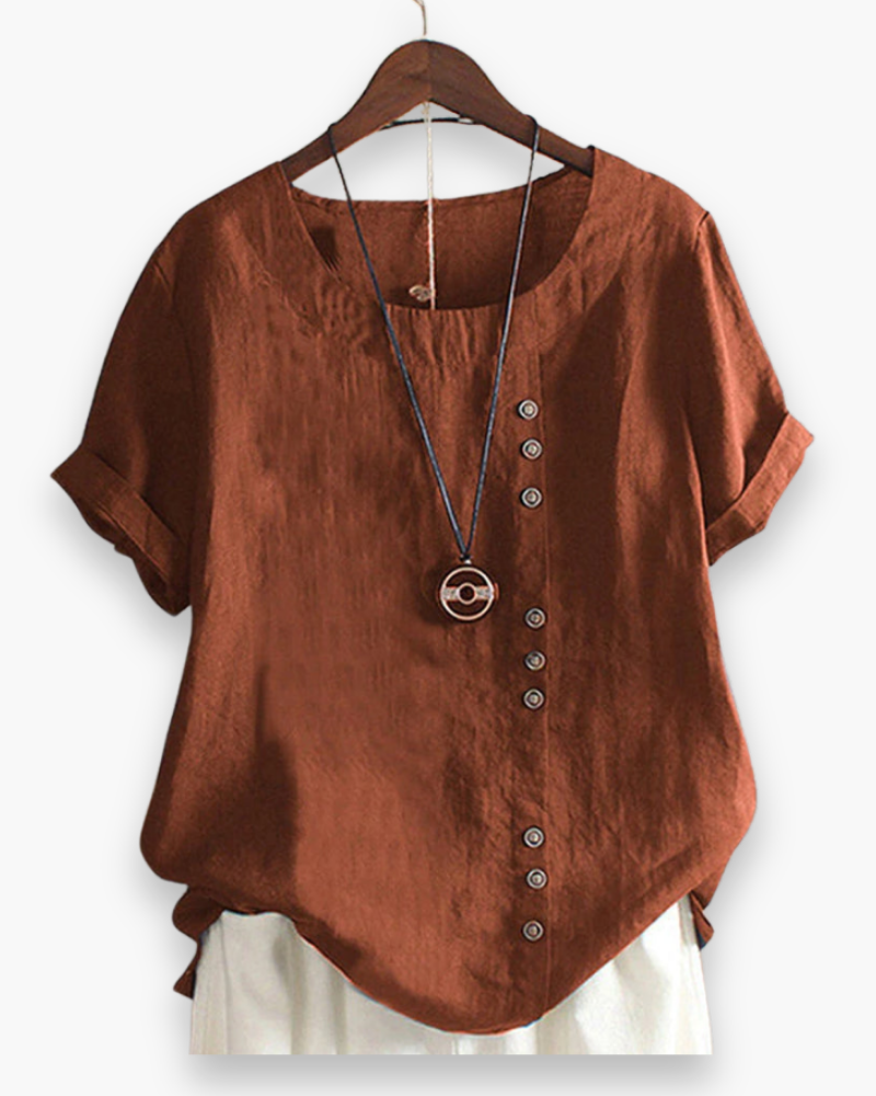 Damen Elegante Kurzarm-Bluse | Unifarben