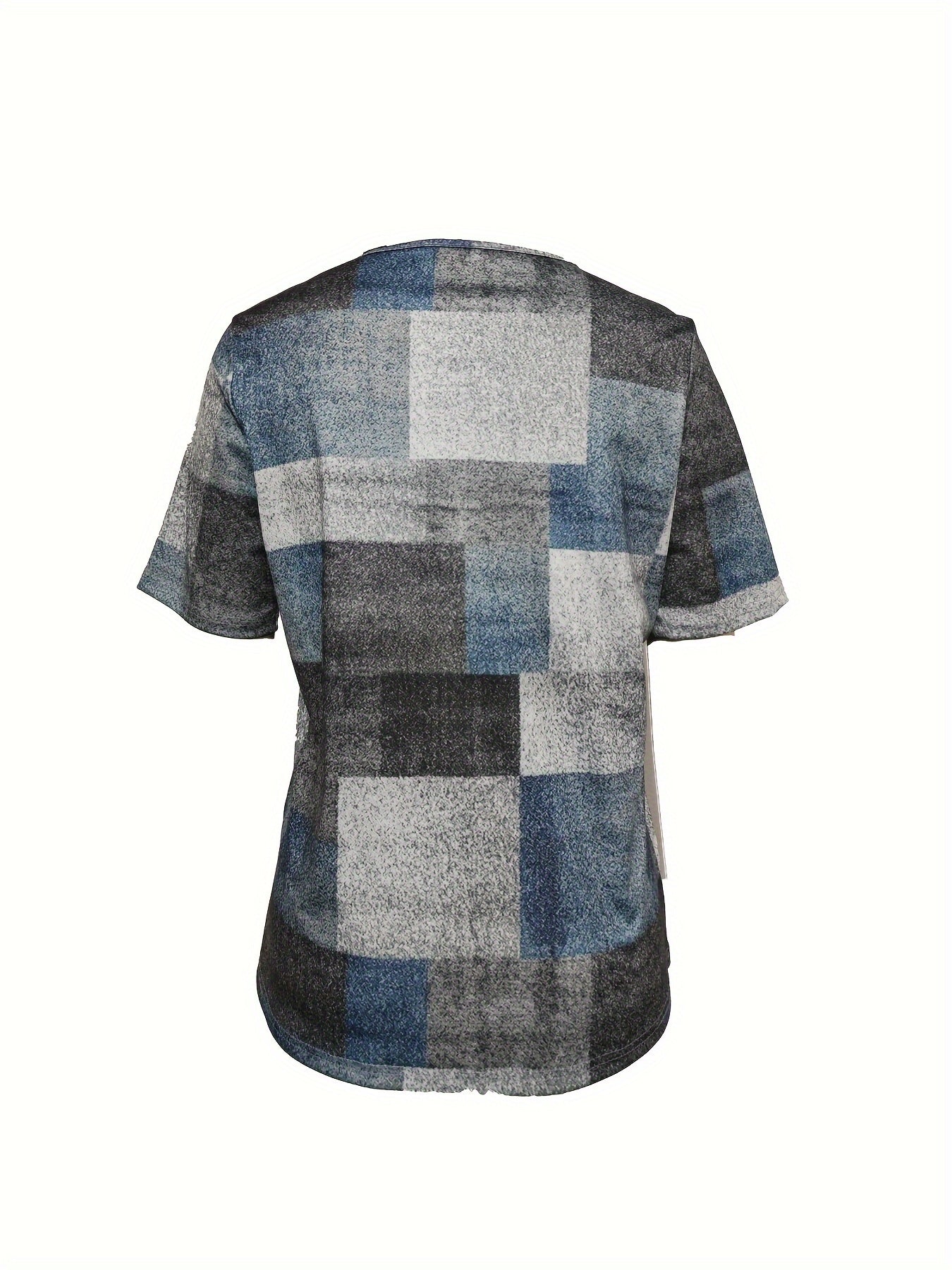Lässiges T-Shirt mit Knopfleiste – Print, Kurzarm für Frühling/Sommer