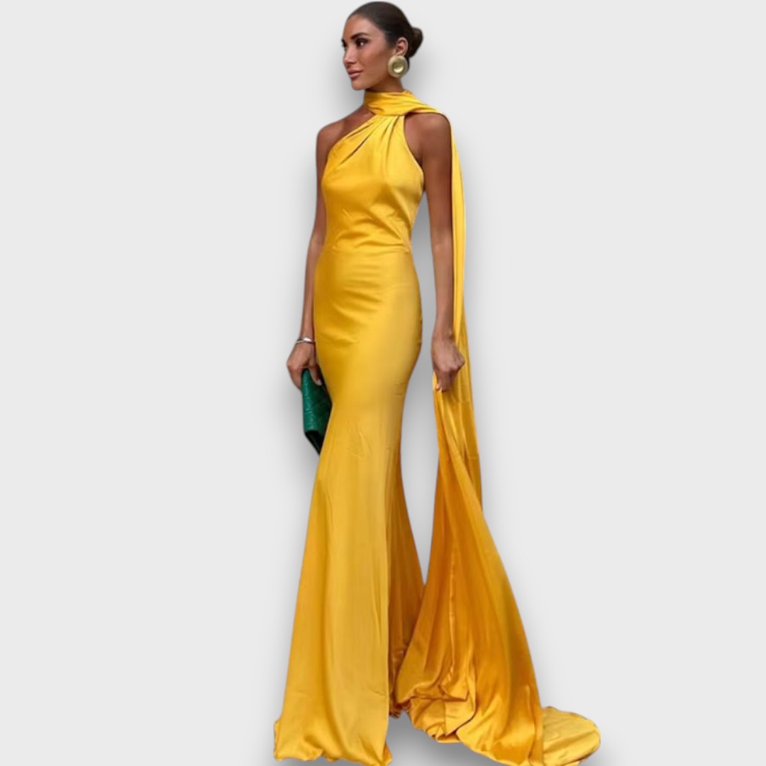 Corinne – Asymmetrisches Abendkleid mit Drapierung