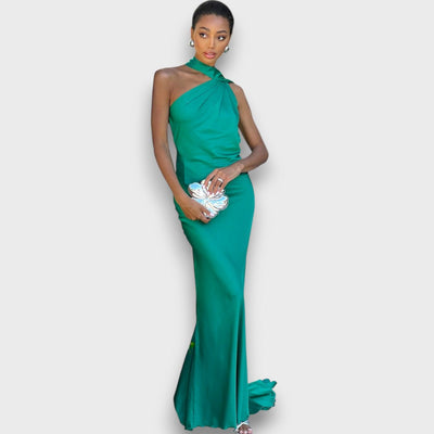 Feana – Satinkleid mit Cape-Detail