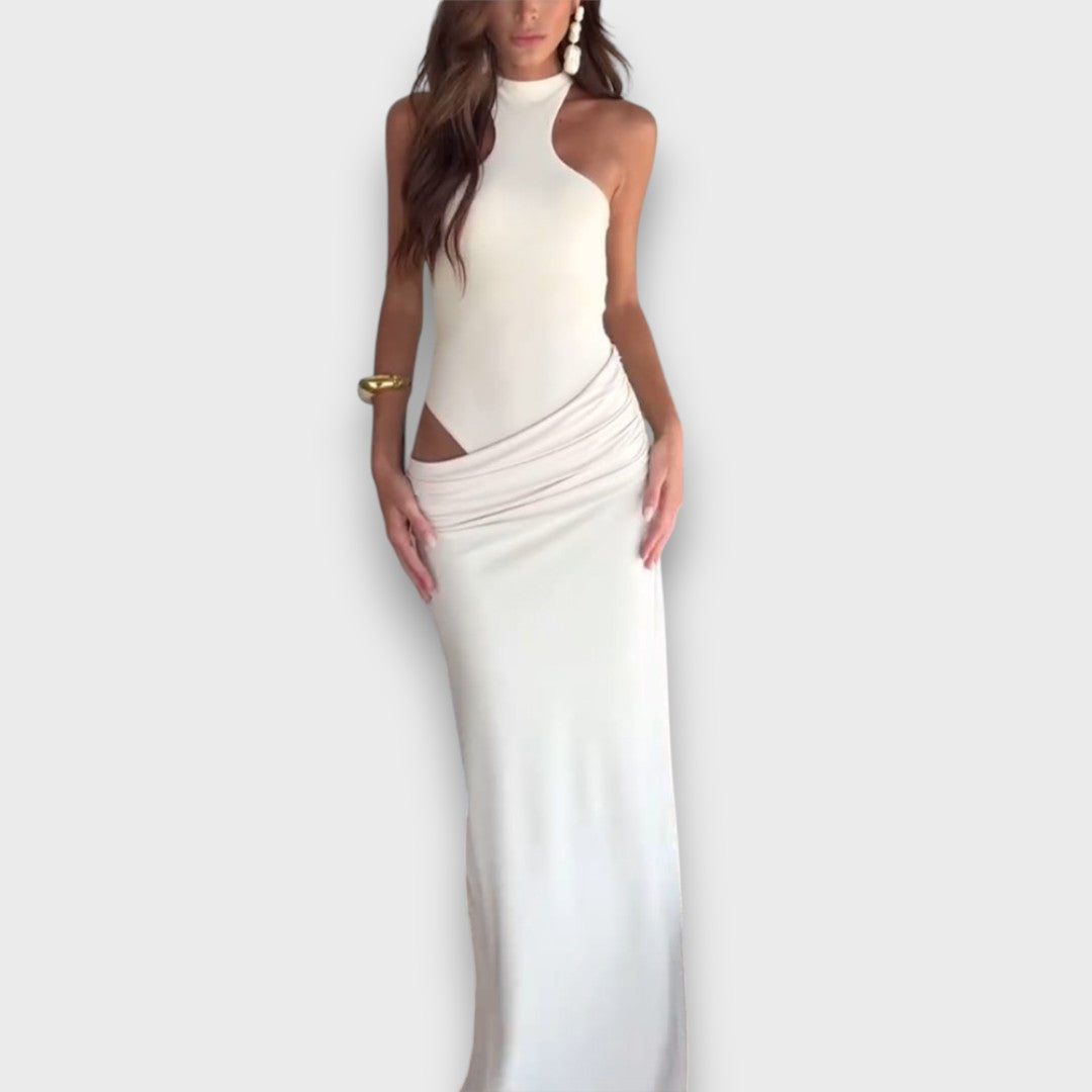 Luma – Figurbetontes Kleid mit Cut-out und Stehkragen