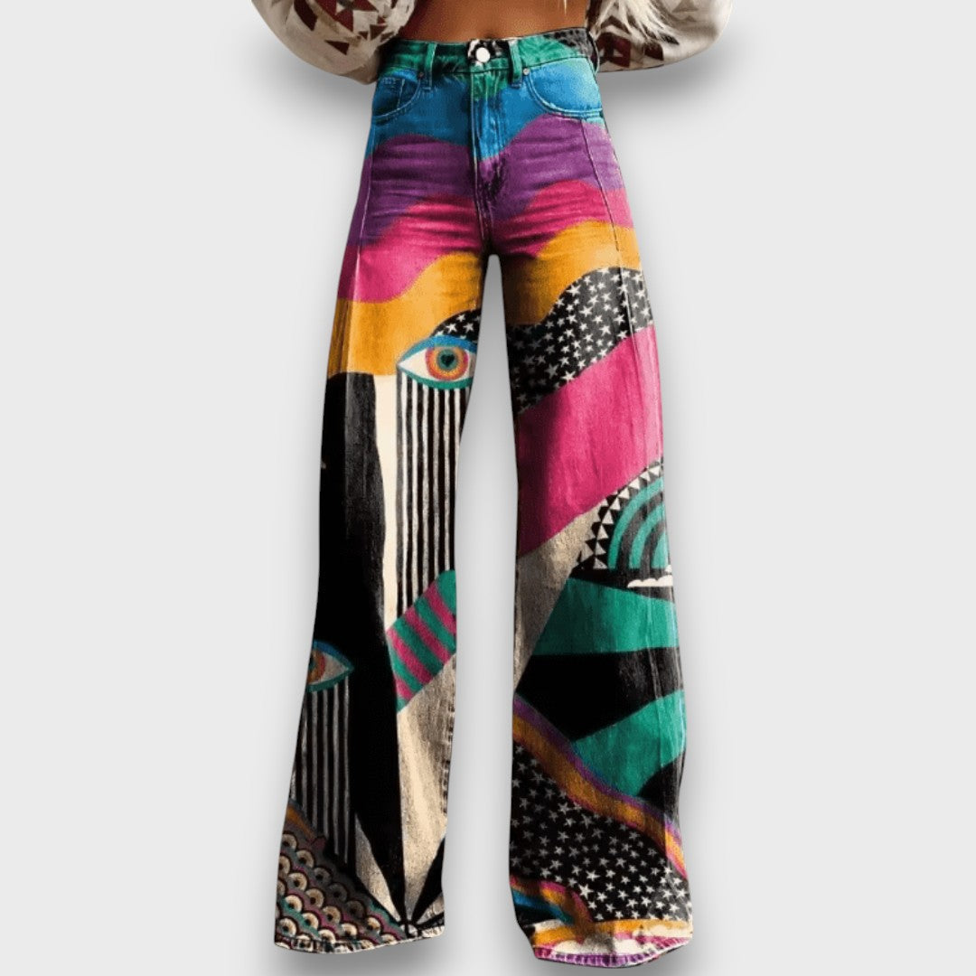 Aralyn – Boho-Palazzohose mit Kunstprint