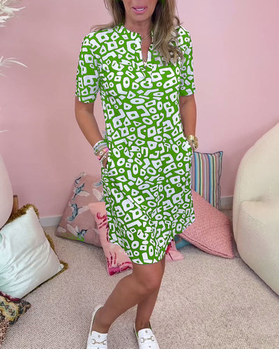 Viaro™ | Eleganter bedruckter Mantel mit V-Ausschnitt und praktischen Taschen