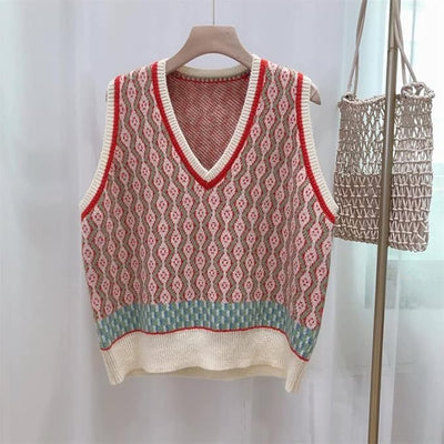 Almira – Gestrickte ärmellose Weste mit Rundhalsausschnitt