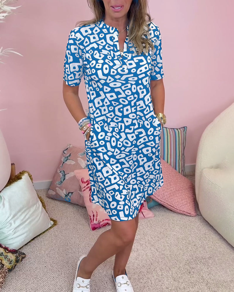 Viaro™ | Eleganter bedruckter Mantel mit V-Ausschnitt und praktischen Taschen