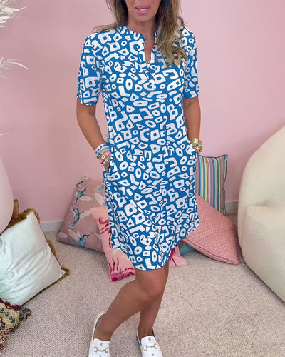 Viaro™ | Eleganter bedruckter Mantel mit V-Ausschnitt und praktischen Taschen