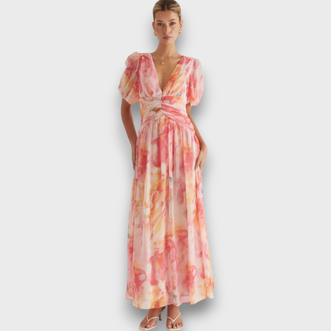 Aliréa – Fließendes Maxikleid mit Aquarell-Print