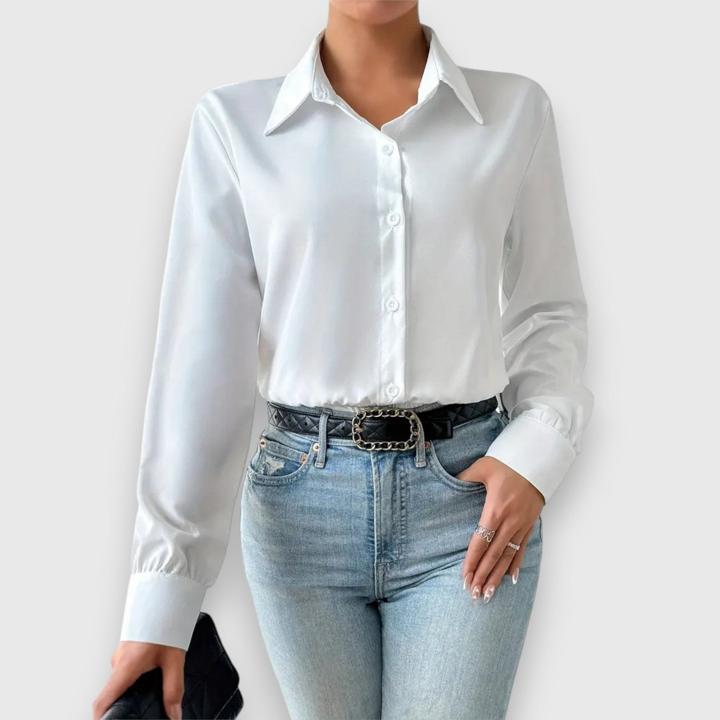 Maira – Hemd-Body mit klassischem Kragen