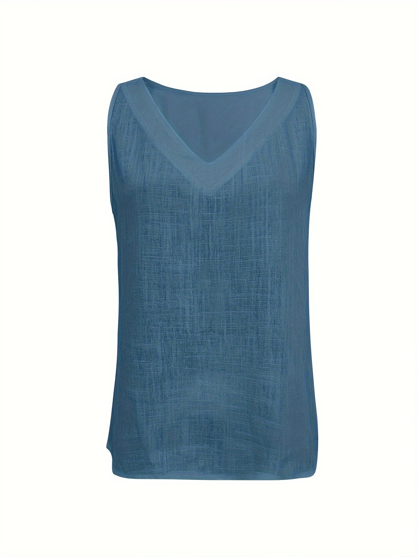 Ärmellose Damen Bluse – V-Ausschnitt, Leinenoptik, Luftig & Sommerlich
