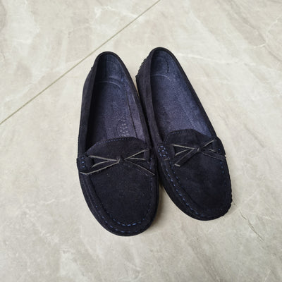 Retro Loafers mit Schleifen-Detail, Runde Zehen Slip-On Schuhe