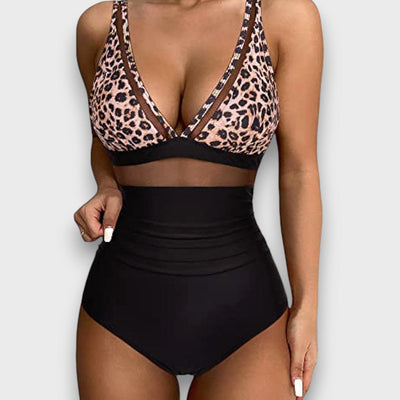 Liona – Badeanzug mit Animal Print und V-Ausschnitt