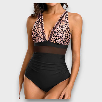 Liona – Badeanzug mit Animal Print und V-Ausschnitt
