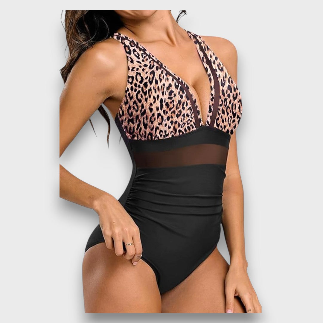 Liona – Badeanzug mit Animal Print und V-Ausschnitt
